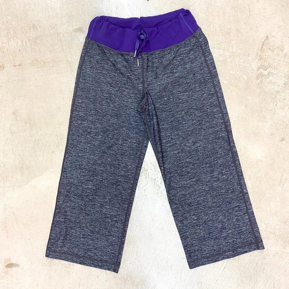 Lululemon Relaxed Fit Crop Purple / Heathered Black Sz 4 - Picture 1 of 10